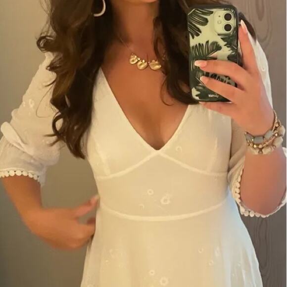 NWOT Lulus In the Meadow White Embroidered Backless Mini Dress - Picture 13 of 13